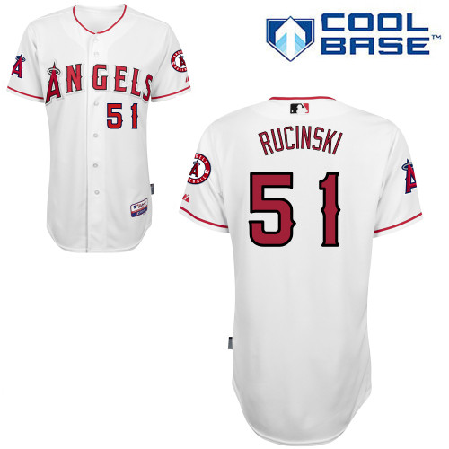 Drew Rucinski #51 MLB Jersey-Los Angeles Angels of Anaheim Men's Authentic Home White Cool Base Baseball Jersey